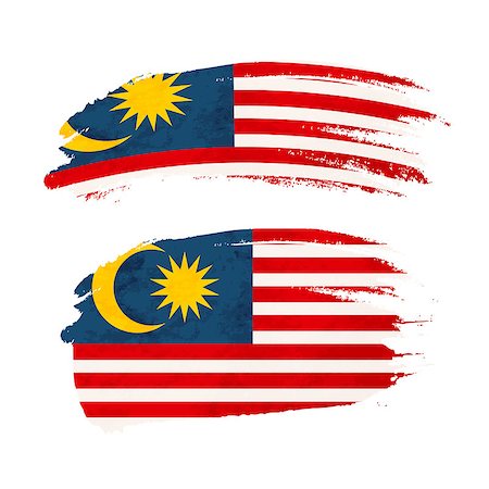 Grunge brush stroke with Malaysia national flag isolated on white Stockbilder - Microstock & Abonnement, Bildnummer: 400-08981820