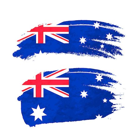 Grunge brush stroke with Australian national flag isolated on white Stockbilder - Microstock & Abonnement, Bildnummer: 400-08981822