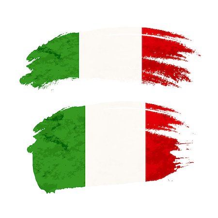 Grunge brush stroke with Italy national flag isolated on white Stockbilder - Microstock & Abonnement, Bildnummer: 400-08981823