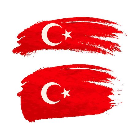 Grunge brush stroke with Turkey national flag isolated on white Stockbilder - Microstock & Abonnement, Bildnummer: 400-08981831