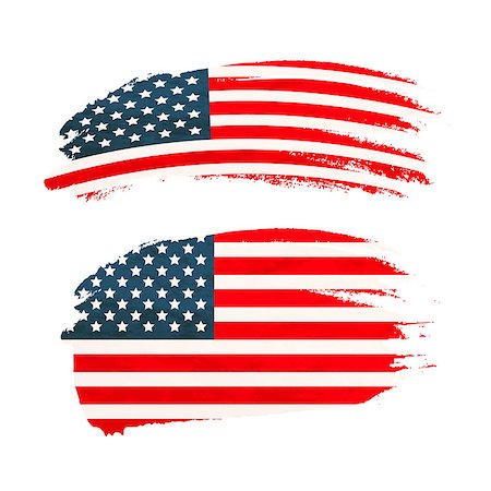 Grunge brush stroke with USA national flag isolated on white Stockbilder - Microstock & Abonnement, Bildnummer: 400-08981832