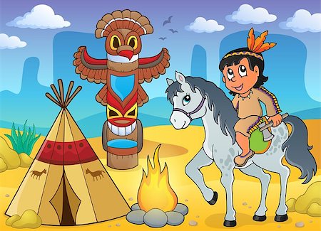 Native American boy theme image 4 - eps10 vector illustration. Stock Photo - Budget Royalty-Free & Subscription, Code: 400-08981880