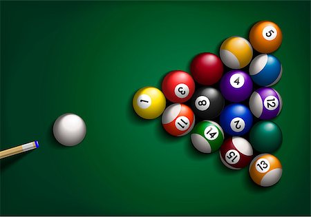 simsearch:400-04478467,k - detailed illustration of billard balls on green background, eps10 vector Stock Photo - Budget Royalty-Free & Subscription, Code: 400-08981897
