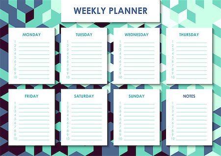 simsearch:400-08262900,k - Weekly planner for students, school planning sheet, weekly list Fotografie stock - Microstock e Abbonamento, Codice: 400-08981891