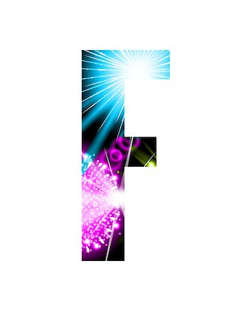 simsearch:400-09047268,k - Sparkler firework letter isolated on white background. Vector design light effect alphabet. Letter F. Stock Photo - Budget Royalty-Free & Subscription, Code: 400-08981925