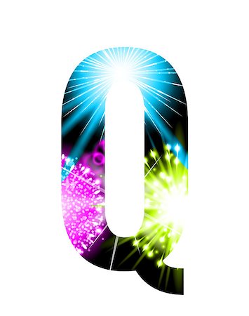 simsearch:400-09047268,k - Sparkler firework letter isolated on white background. Vector design light effect alphabet. Letter Q. Stock Photo - Budget Royalty-Free & Subscription, Code: 400-08981934