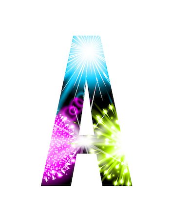 simsearch:400-09047268,k - Sparkler firework letter isolated on white background. Vector design light effect alphabet. Letter A. Stock Photo - Budget Royalty-Free & Subscription, Code: 400-08981939