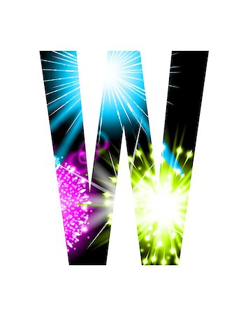 simsearch:400-09047268,k - Sparkler firework letter isolated on white background. Vector design light effect alphabet. Letter W. Stock Photo - Budget Royalty-Free & Subscription, Code: 400-08981946