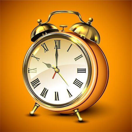 simsearch:400-06876570,k - Orange retro style alarm clock on orange background. Vector illustration. Foto de stock - Royalty-Free Super Valor e Assinatura, Número: 400-08982028