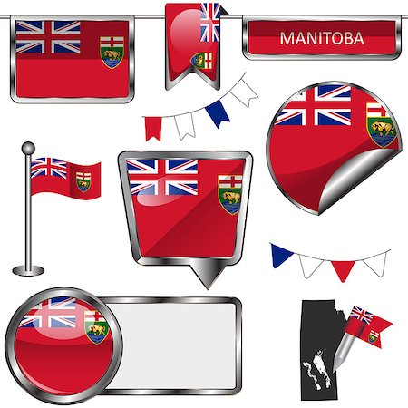 simsearch:400-08506240,k - Vector glossy icons of flag of province Manitoba on white Stock Photo - Budget Royalty-Free & Subscription, Code: 400-08982045