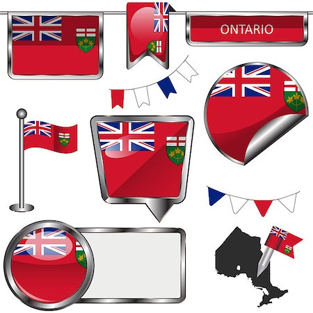 simsearch:400-08493890,k - Vector glossy icons of flag of province Ontario on white Foto de stock - Royalty-Free Super Valor e Assinatura, Número: 400-08982051