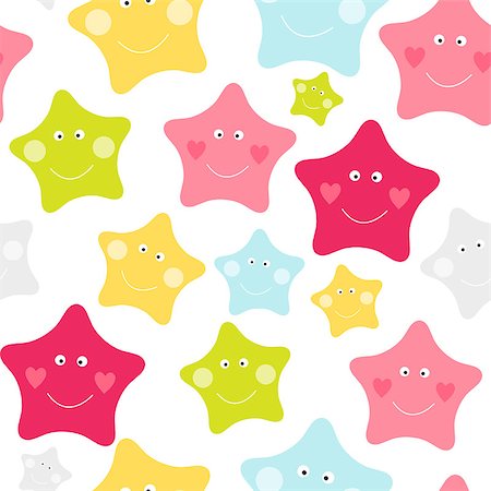 drawn baby - Cute Children's Seamless Pattern Background with Stars Vector Illustration EPS10 Stock Photo - Budget Royalty-Free & Subscription, Code: 400-08982150