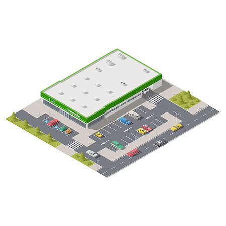 Element infographics representing a supermarket with parking located on a street vector graphic illustration design Stock Photo - Budget Royalty-Free & Subscription, Code: 400-08982221