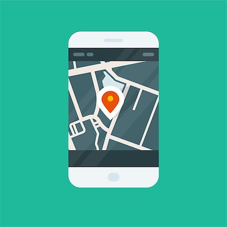 City navigation smartphone app - location on map Stock Photo - Budget Royalty-Free & Subscription, Code: 400-08982251