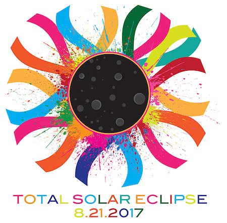 simsearch:400-09046764,k - 2017 Solar Eclipse Totality Corona text color illustration Fotografie stock - Microstock e Abbonamento, Codice: 400-08982387