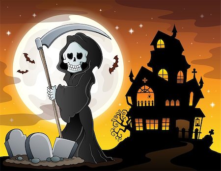 simsearch:6102-06337046,k - Grim reaper theme image 6 - eps10 vector illustration. Stock Photo - Budget Royalty-Free & Subscription, Code: 400-08982464