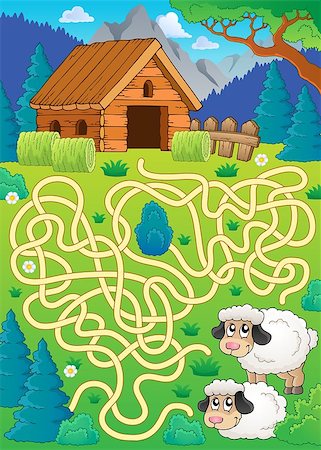 simsearch:400-08053244,k - Maze 30 with sheep theme - eps10 vector illustration. Photographie de stock - Aubaine LD & Abonnement, Code: 400-08982478