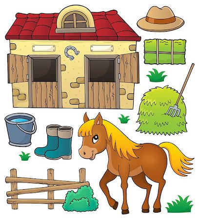 Horse and related objects theme set - eps10 vector illustration. Stock Photo - Budget Royalty-Free & Subscription, Code: 400-08982470