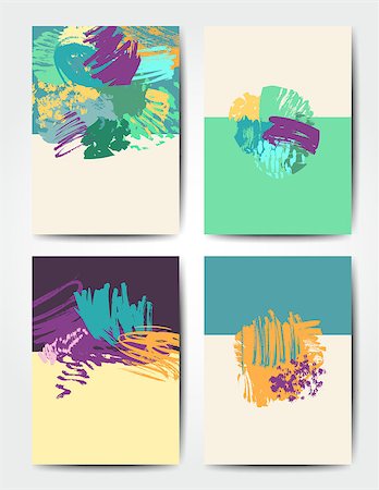 simsearch:400-08617908,k - Modern grunge brush design templates, vector cards, invitation, banner, handmade texture design in bright colors Foto de stock - Super Valor sin royalties y Suscripción, Código: 400-08982498