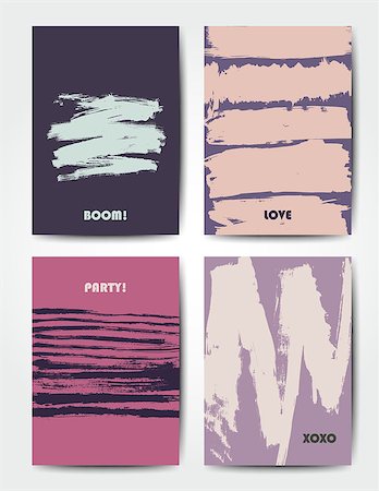 simsearch:400-08617908,k - Modern grunge brush postcard template, art vector cards design in bright colors Foto de stock - Super Valor sin royalties y Suscripción, Código: 400-08982505