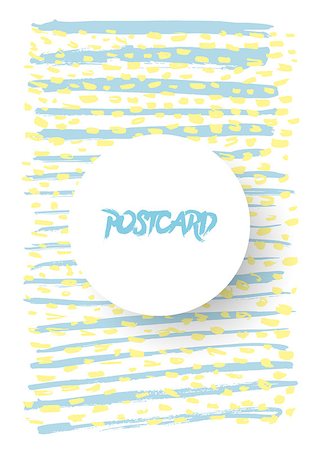 Modern grunge brush postcard template, art vector card design, funny hipster design, doodle background Stock Photo - Budget Royalty-Free & Subscription, Code: 400-08982507