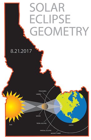 simsearch:400-09046764,k - 2017 Solar Eclipse Totality Geometry across Idaho State cities map color illustration Fotografie stock - Microstock e Abbonamento, Codice: 400-08982569