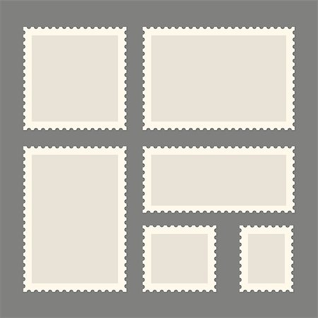 simsearch:400-09098455,k - Postage stamps template. Blank rectangle and square postage stamps. Flat style modern vector illustration with retro colors. For for envelopes, postcards or letter retro style paper. Stockbilder - Microstock & Abonnement, Bildnummer: 400-08982575