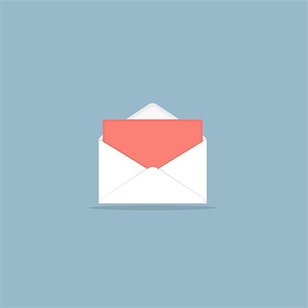 simsearch:400-09098455,k - White open envelope with red paper inside. Mail, letter, correspondence, quick instant message. White envelope. Flat style vector with shadows. New message icon. Red letter. Stockbilder - Microstock & Abonnement, Bildnummer: 400-08982576