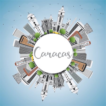 Caracas Skyline with Gray Buildings, Blue Sky and Copy Space. Vector Illustration. Business Travel and Tourism Concept with Historic Buildings. Image for Presentation Banner Placard and Web Site. Stock Photo - Budget Royalty-Free & Subscription, Code: 400-08982600