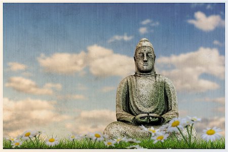 3d illustration of a Budda statue on a beautiful meadow Stock Photo - Budget Royalty-Free & Subscription, Code: 400-08997060