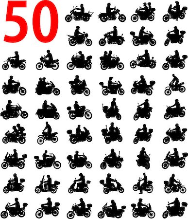 sports scooters - big collection of motorcyclist silhouettes - vector Foto de stock - Super Valor sin royalties y Suscripción, Código: 400-08997295