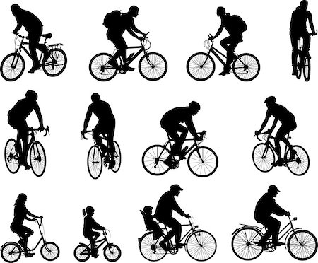 simsearch:400-04724232,k - bicyclists silhouettes collection - vector Photographie de stock - Aubaine LD & Abonnement, Code: 400-08997317