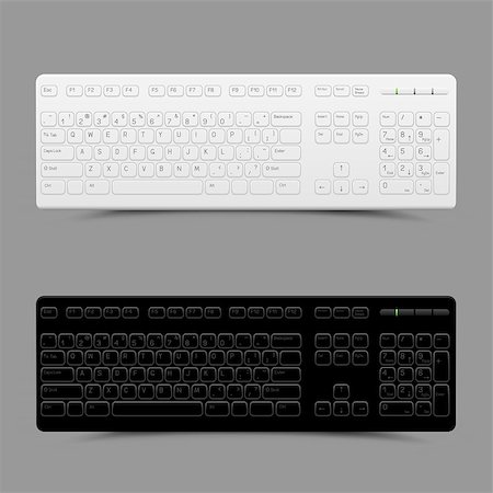 simsearch:400-04698351,k - White and black computer keyboard with shadow on gray background Stock Photo - Budget Royalty-Free & Subscription, Code: 400-08997321
