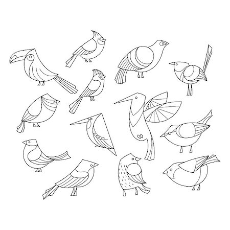 simsearch:400-08997409,k - Birds set. Lined vector collextion. Abstract art, logo, icons. Foto de stock - Super Valor sin royalties y Suscripción, Código: 400-08997410