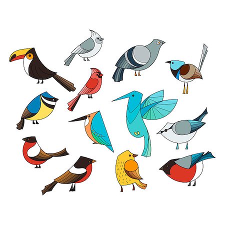 simsearch:400-08997409,k - Birds set. Lined vector collextion. Abstract art, logo, icons. Foto de stock - Super Valor sin royalties y Suscripción, Código: 400-08997412
