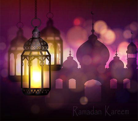 Ramadan Kareem, greeting background with pattern and light Mosque silhouette Stock Photo - Budget Royalty-Free & Subscription, Code: 400-08997476
