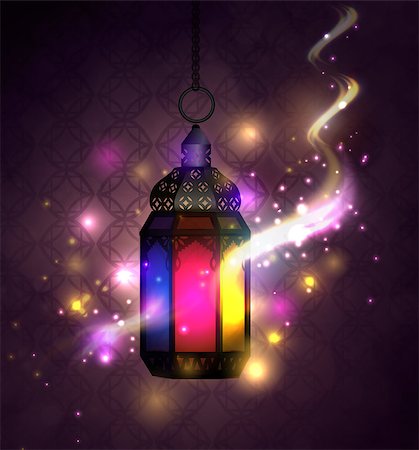 Ramadan Kareem, greeting background with pattern and colorful stained glass light and magic light Stock Photo - Budget Royalty-Free & Subscription, Code: 400-08997470