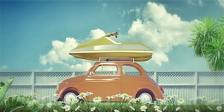 simsearch:400-08774806,k - old style car loading jetsky on top along the way of summer Stockbilder - Microstock & Abonnement, Bildnummer: 400-08997500