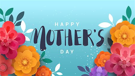 simsearch:400-09113924,k - A modern illustration of a happy mother's day, with paper flowers and letteron. The illustration can be used in the newsletter, brochures, postcards, tickets, advertisements, banners. Photographie de stock - Aubaine LD & Abonnement, Code: 400-08997556