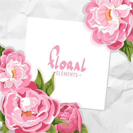peony art - Bright floral template with crumpled paper on background Stock Photo - Budget Royalty-Free & Subscription, Code: 400-08997571