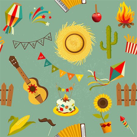 Festa junina seamless pattern. Vector hand drawn illustration. Photographie de stock - Aubaine LD & Abonnement, Code: 400-08997649