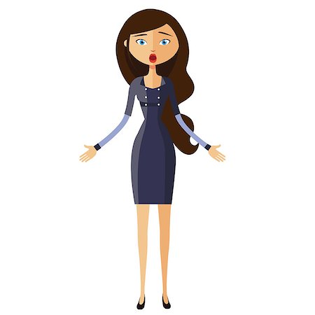 frustrated cartoon faces - Shocked young businesswoman. Surprised woman. Extremely excited lady. Astonished mid aged girl. Emotional woman character. Stock Photo - Budget Royalty-Free & Subscription, Code: 400-08997688