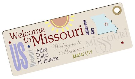 simsearch:400-06473938,k - A label Welcome to Missouri with the elements and the state symbol. Foto de stock - Super Valor sin royalties y Suscripción, Código: 400-08997701