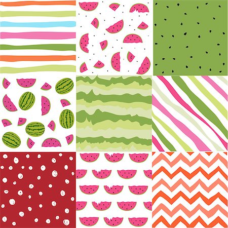 simsearch:400-09108602,k - Seamless pattern with watermelon set, scrapbooking, summer digital paper watermelon set Stock Photo - Budget Royalty-Free & Subscription, Code: 400-08997773