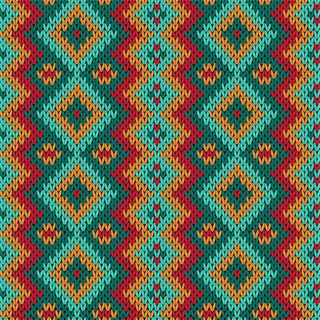 simsearch:400-05370173,k - Knitting seamless variegated vector pattern as a fabric texture in red, blue, orange and turquoise colors Foto de stock - Super Valor sin royalties y Suscripción, Código: 400-08997951