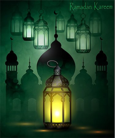 Ramadan Kareem, greeting background with pattern and light Mosque silhouette vector Stock Photo - Budget Royalty-Free & Subscription, Code: 400-08997981