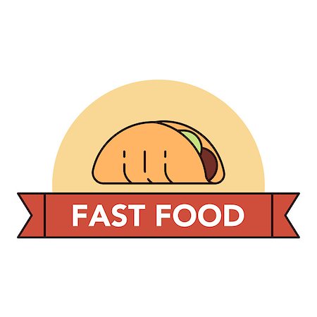 Illustration of different kinds of fast food on white background Foto de stock - Royalty-Free Super Valor e Assinatura, Número: 400-08997994