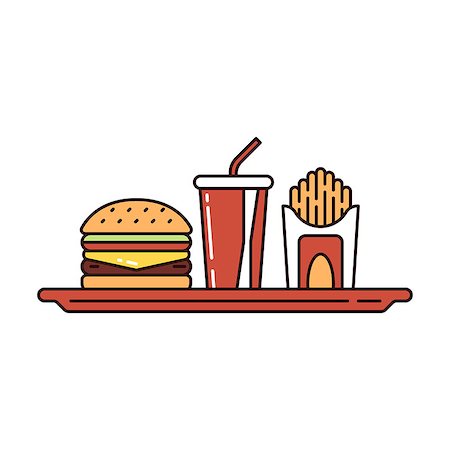 Illustration of different kinds of fast food on white background Foto de stock - Super Valor sin royalties y Suscripción, Código: 400-08997993