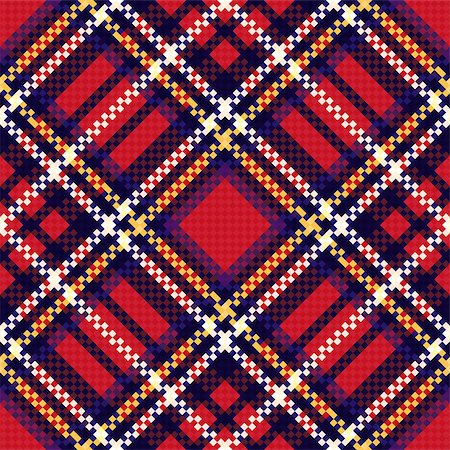 simsearch:400-08504037,k - Diagonal seamless checkered vector pattern mainly in red and blue hues Foto de stock - Super Valor sin royalties y Suscripción, Código: 400-08998007