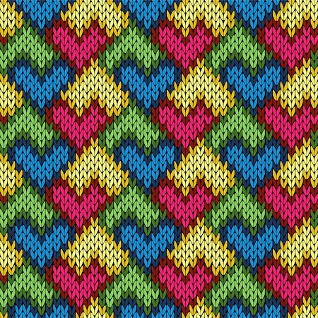 simsearch:400-05370173,k - Knitting seamless variegated vector pattern as a fabric texture with stylized hearts in orange, blue, yellow, red, pink and green colors Foto de stock - Super Valor sin royalties y Suscripción, Código: 400-08998009